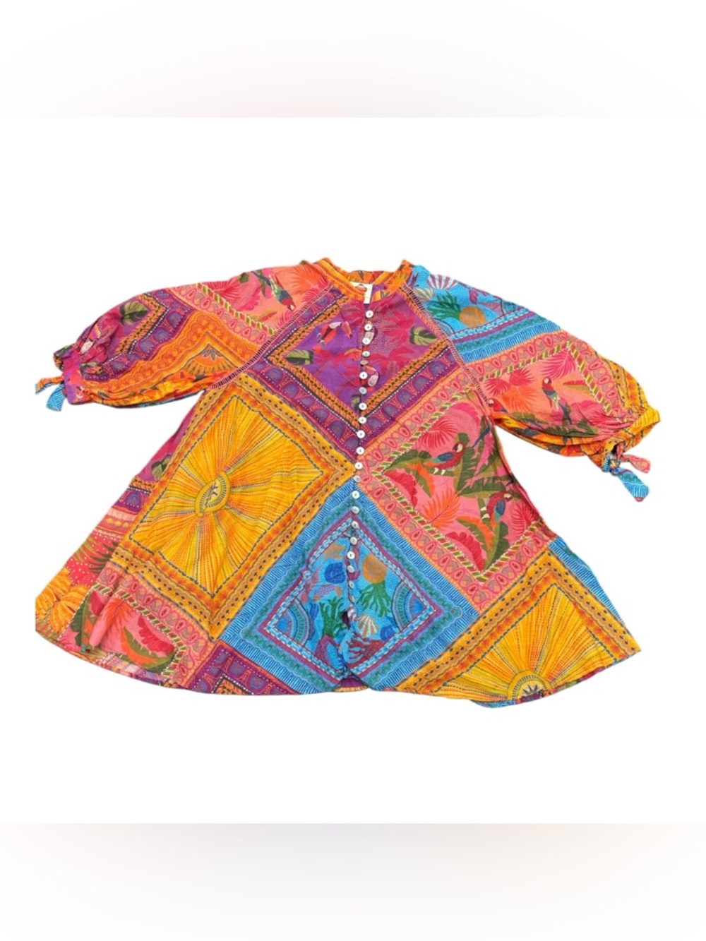 Farm Rio Colorful Full Button Women Midi Dress Sz L